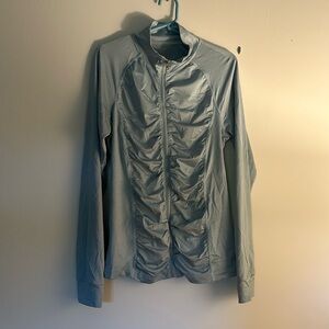 Baby blue ruched workout zip up